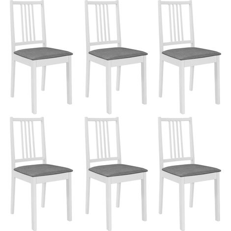 Sillas de comedor con cojines 6 unidades madera maciza blanca vidaXL