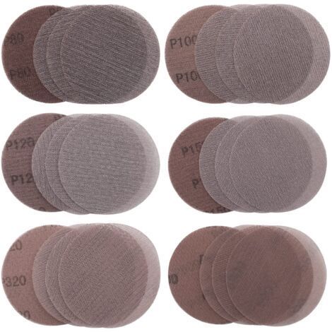 30 Stück Schleifscheiben, 125 mm Maschenweite, Schleifgitter, P80/P100/P120/P150/P320/P600, Schleifpapier, Schleifscheiben für staubfreies Schleifen von Holz, Farbe, Kitt (1/5)