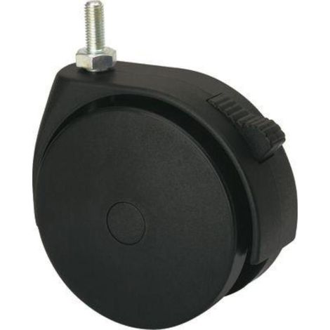 rueda giratora espiga roscada m10x25 freno 50dkgf80 poliamix negro (1/2)