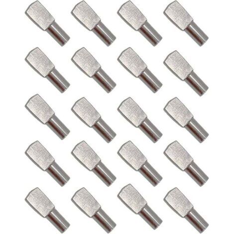 VURAHOME - 20Pcs Taquet Etagere, XU, Support d'Étagère Étagère Broches Cheville Etagere Supports de Plaque en Métal Nickelé pour Armoire Bureau Accessoires - 5mm19mm - (1/4)