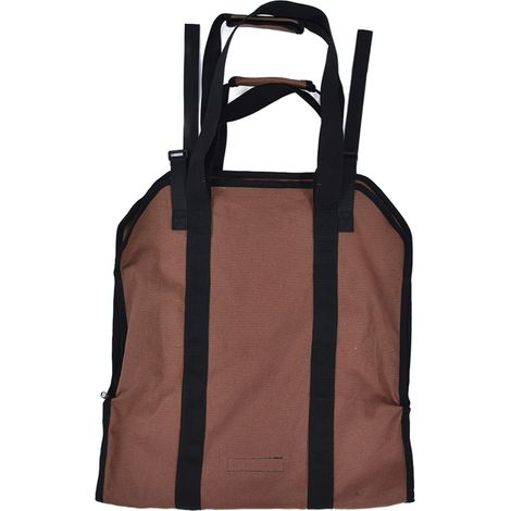 Sac de rangement pour bûches de grande capacité en toile Oxford marron (1/5)