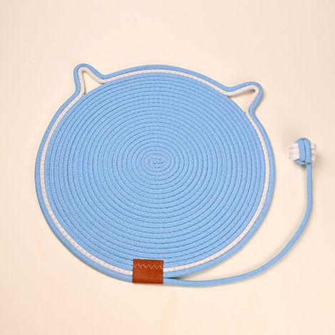 Tapis à griffer pour chat, poteau à griffer bleu avec jouet balle, poteau à griffer en corde de coton de 43 cm, tapis pour chat pour protéger les meubles et les canapés, accessoires pour chat. (1/5)