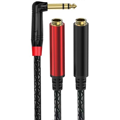 Câble répartiteur en Y plaqué or 6,35 mm, adaptateur mâle vers 2x6,35 mm femelle, câble répartiteur d'extension pour haut-parleurs/casque, multicolore. (1/5)