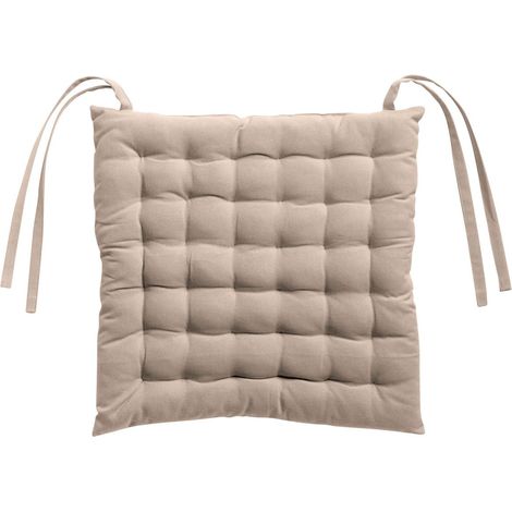 Coussin de Chaise 36 Points en Matière Recyclée Naturel Beige et Blanc 38 x 38 x 3 cm - PANGIVO (1/3)