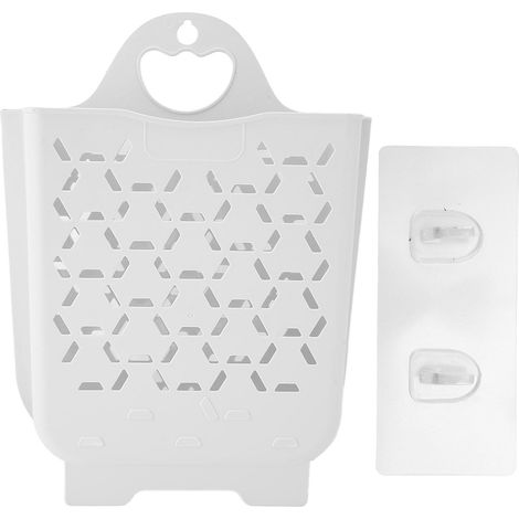 Panier à linge suspendu pliable, panier mural en PP pour dortoir XL blanc (1/5)