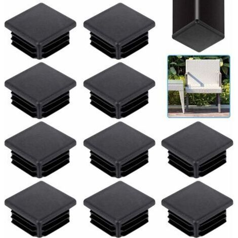 Bouchons pour tuyau carré 30x30mm – Lot de 20 – Plastique noir antidérapant – Protection des sols contre rayures et bruit --20 (1/5)