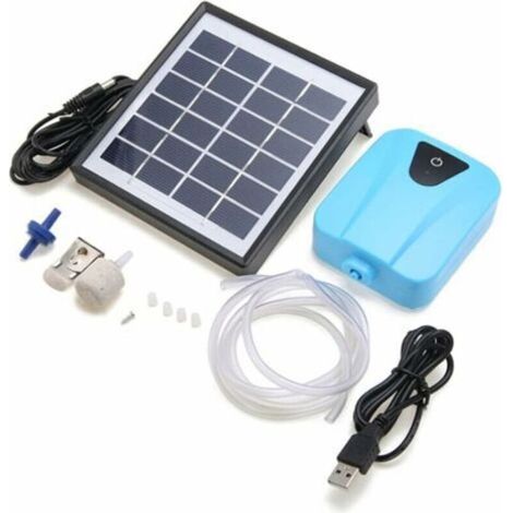 Aérateur solaire pour étang – Pompe à oxygène silencieuse – Débit ajustable – Pour aquariums et bassins de jardin – Matériau ABS – Couleur bleu (1/5)