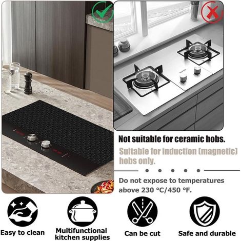 Alfombrilla para estufa，Alfombrilla de silicona，Alfombrilla de silicona ignífuga y resistente al calor，Resistente al calor hasta 240 °C (1/4)