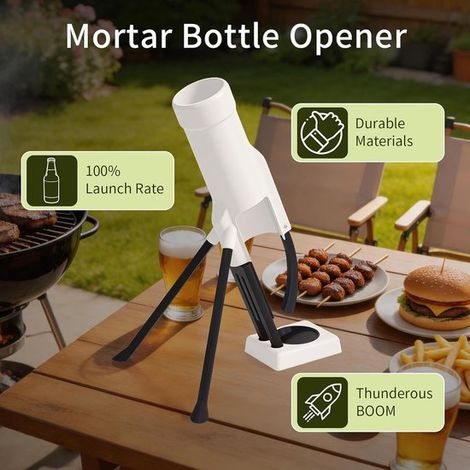Abrebotellas de 355 ml con forma de proyectil de mortero: abrebotellas robusto y táctico, ideal para decorar fiestas y bares en casa (blanco) (1/5)