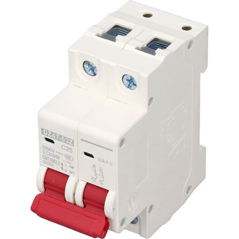 2-poliger DC 1000V 25A MCB DIN-Schienen-Leistungsschalter, 6000A Abschaltvermögen (1/5)