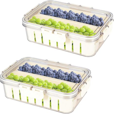 Lot 2 Boîtes Goûter Compartiments, Passoire Frigo Fruits Snacks (1/5)