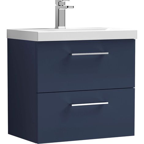 Balterley  Wall Hung 2 Soft Close Drawer & Bathroom Vanity Unit Basin, Midnight Blue, 600mm