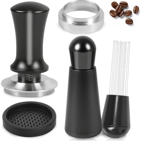 Kit de prensador de resorte calibrado de 51 mm y embudo dosificador para máquinas de café espresso con portafiltro (1/4)