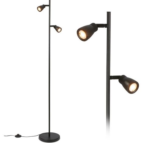 Briloner Lampada Da Terra LED Ø22x141,5 cm 2x3,5W 800lm 3000K Bianco Caldo Interruttore Sul Cavo Nero - Piantana Soggiorno (1/5)