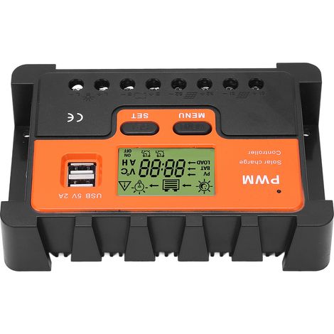 12V/24V PWM-Solarladeregler mit automatischer Erkennung, wasserdicht, 20A, zwei 5V-USB-Ausgängen, LCD-Display, 28AWG- bis 10AWG-Kabel (1/5)