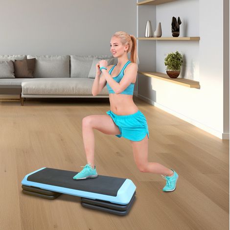 Step aerobico regolabile 110 cm, 3 altezze, blu OKMYHOME (1/5)