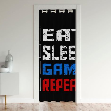 Jeux Poignée de Jeu Rideau de Porte 86x203cm Dinosaures Modern Jeux Console Controller Bleu Rouge Blanc Rideaux Interieur Salon Chambre Décor Rideaux Exterieur d'entrée - 86L X 203H cm (1 Panneaux) (1/5)