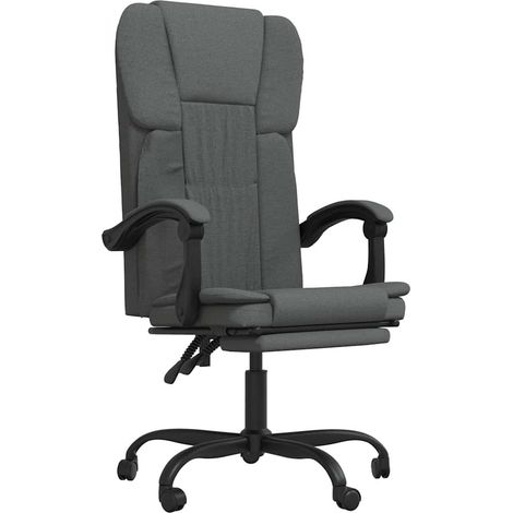 vidaXL Silla de oficina reclinable de tela gris oscuro (1/2)