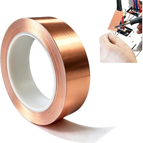 Nastro antilumaca in rame da 30 mm x 20 m - Striscia di rame conduttiva monofacciale per repellente per lumache, protezione di giardino e piante, schermatura EMI/RFI e progetti creativi fai da te - Fo (1/5)