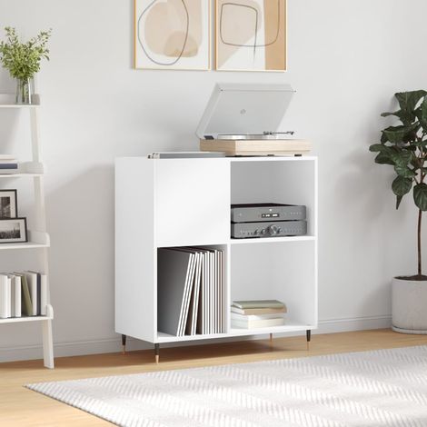 vidaXL Mobile Porta Dischi Bianco 84,5x38x89 cm in Legno