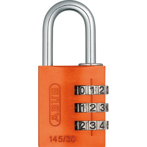 ABUS Lucchetto a combinazione 145/30 Arancione - Lucchetto per bagagli, armadietti e molto altro. - Lucchetto in alluminio - codice numerico regolabile individualmente - livello di sicurezza 3 (1/4)
