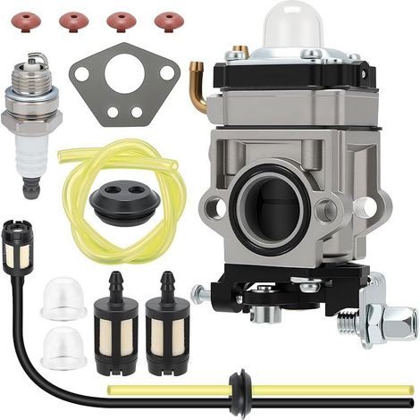 Carburateur Débroussailleuse 52cc 49cc 43cc Carbu Kit Carbu avec Joint Tuyau, Bougie et Filtre à Essence (14PCS)