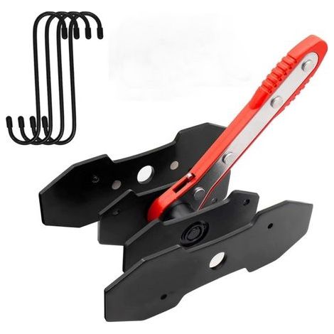 Herramienta para pinza de freno, herramienta de reinicio de pistón de freno con trinquete, 4 placas de acero y 4 ganchos en S, gancho para reemplazo de pastillas de freno (1/4)