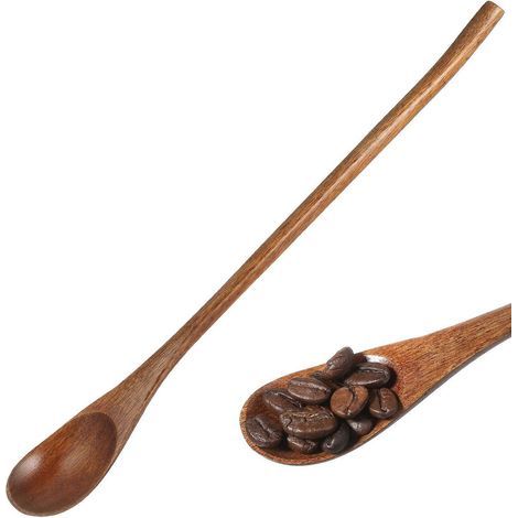 Set aus 2 langstieligen Teelöffeln im japanischen Stil, aus Holz, Retro-Honiglöffel, Nanmu-232CM (1/3)