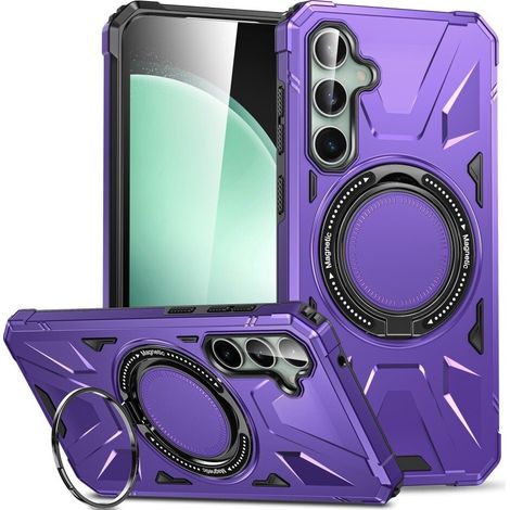 Custodia per Samsung Galaxy S23 FE, rinforzata con supporto e piastra per il fissaggio, viola (1/5)