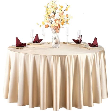 Nappe de table ronde en satin Champagne 200 cm de diamètre, brillante, réutilisable