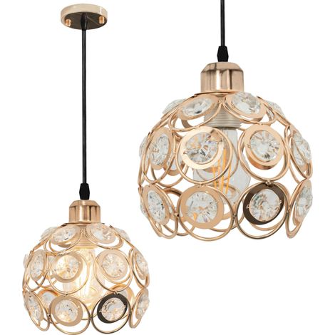 LÁMPARA de SUSPENSIÓN APP208-1C CRISTAL ORO REDONDO 1-PUNTOS de LUZ E27 18X18X15-95CM AJUSTABLE (1/5)