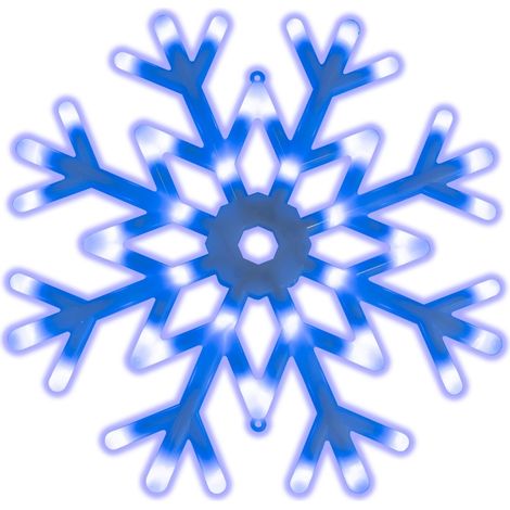Décoration lumineuse flocon neige 40 cm – 48 LED bleu et blanc – 4 modes fixes + animation – Câble argent transparent – Blachère Illumination (1/2)