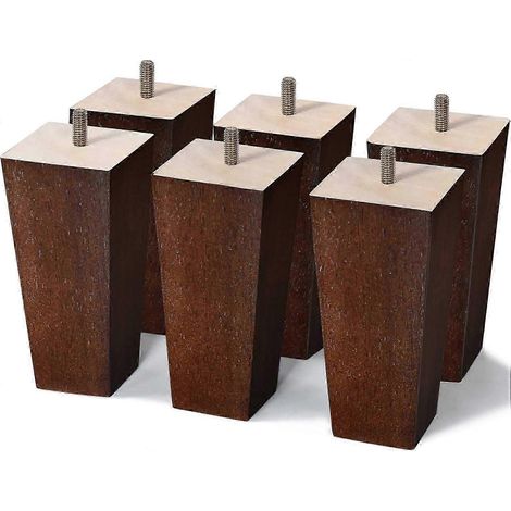 Pieds de canapé carrés en bois brun foncé de 2 pouces, 4 par lot (6) (1/5)