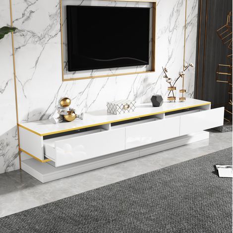 TV Möbel Schrank mit 3 Schubladen 200x40x40 OKMYHOME (1/5)