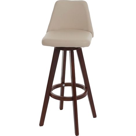 Sgabello da bar bancone con gambe girevoli in legno scuro sintetico crema 040005278