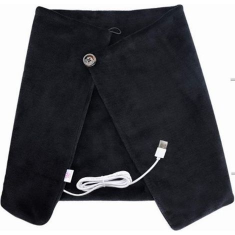 Electric Heating Shawl Heated Blanket Breathable USB Heated Shawl Unisex for Pain Relief Shoulder Knees Stomach Black (1/5)