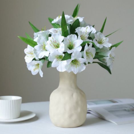 Ensemble de fleurs artificielles avec vase, composition florale simulée, décoration de table, centre de table - NA-5 pièces blanches