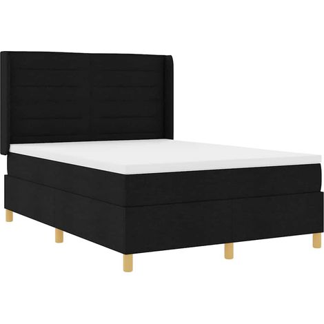 Maison Exclusive - Lit à ressorts avec bandes LED Noir 140 x 190 cm tissu