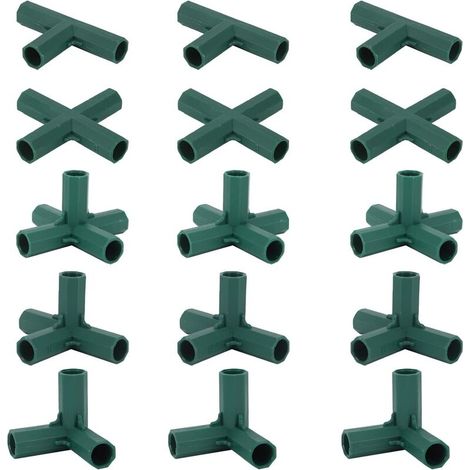 15 pezzi connettori per telaio serra, connettori angolari per telaio giardino 16 mm asta elicoidale 5 tipi di supporto stabile e resistente per serra