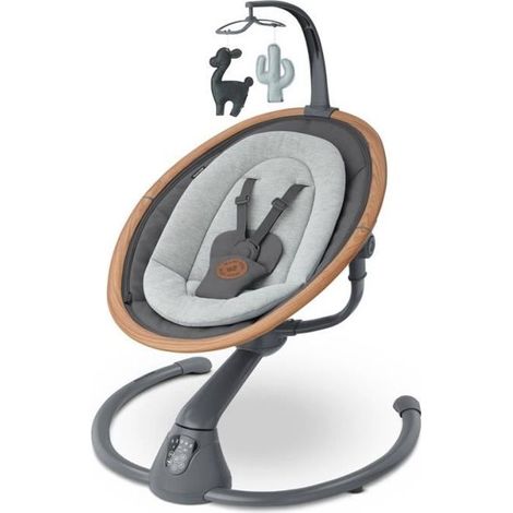 Maxi-Cosi Cassia Sdraietta Neonati Elettrica per Bambini, 0-6 mesi, max 9 kg, Altalena Neonato Girevole 360°, Reclinabile, Rilevamento Automatico Movimento, 5 Velocità, 12 Melodie, Essential Graphite