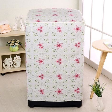 1 Housse de machine à laver, PEVA, étanche et antipoussière, motif fleur pourpre, 55x55x83cm, pour lave-linge automatique (1/4)