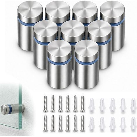 10 Pièces Entretoise Inox, 12x25 mm Entretoises Acier Inoxydable avec Vis Entretoise Verre D'écartement Support pour Fixation Murale Clous pour Panneaux Miroirs Photos (1/5)