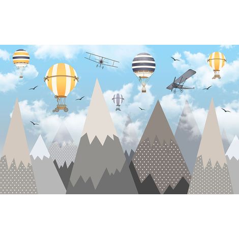 Papier peint panoramique Enfants - Montgolfières - 130 cm x 81 cm (1/2)