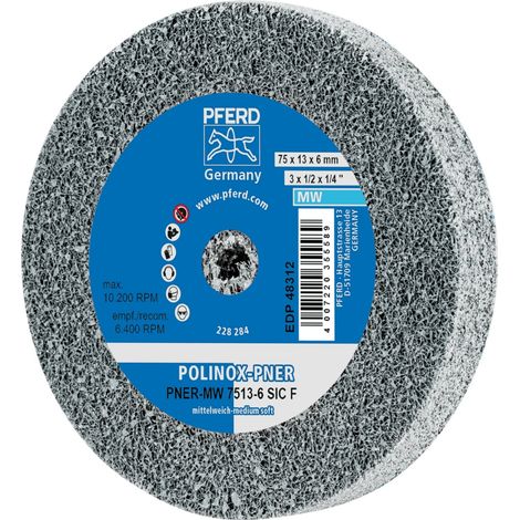 PFERD TOOLS POLINOX verpresstes Vlies-Rad PNER Ø 75x13 mm Bohrung-Ø 6 mm Mittelweich SIC Fein für Finish 5 Stk (1/5)