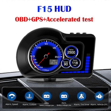 Affichage tête haute (HUD) 2022 pour Ford F15 Smart Electronics : compteur de vitesse, GPS, OBD2, alarme, accessoires, écran LCD, ordinateur de bord. (1/4)