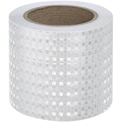 FENOPLASTICARuban Réfléchissant Blanc, 10 cm x 10 m, Bandes D'avertissement de Sécurité Réfléchissantes, Autocollants Auto-adhésifs pour Voiture, Camion, Moto, Bateau, Vélo, Remorque (1/5)