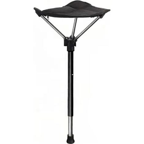Lntyq Tabouret pliant - Tabouret - tabouret télescopique - Walkstool - tabouret de pêche léger - léger - camping - Un pied - noir - 57-85cm