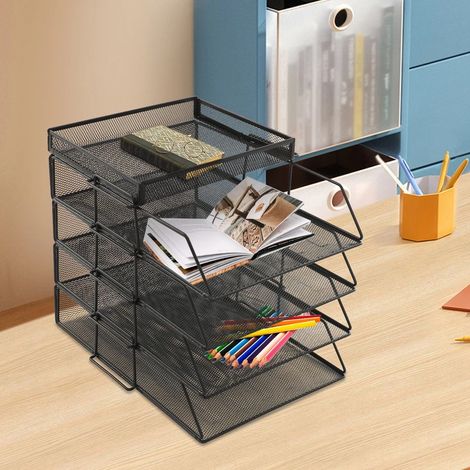 Papier-Brieffach, Desktop-Datei-Manager, Stapelbarer Desktop-Datei-Manager, 5 Schichten großer Aufnahme, 24,5  33  28,2 cm