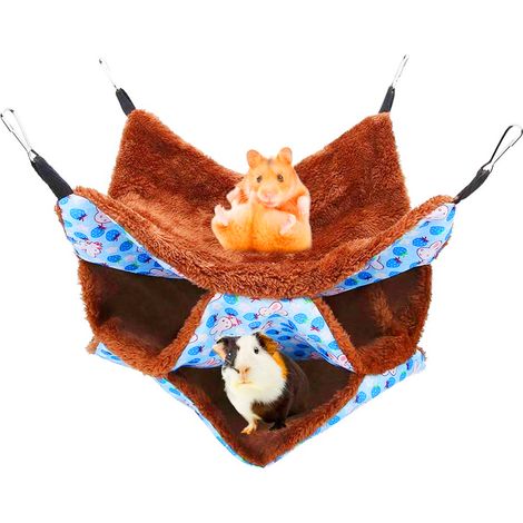 Hamac Pour Rongeurs - 30 x 30 cm - Tissu Peluche Doux avec Boucle Métallique - Convient Hamster Souris Rat Furet Petaud Lapin Nain - 1 Pièce (1/5)
