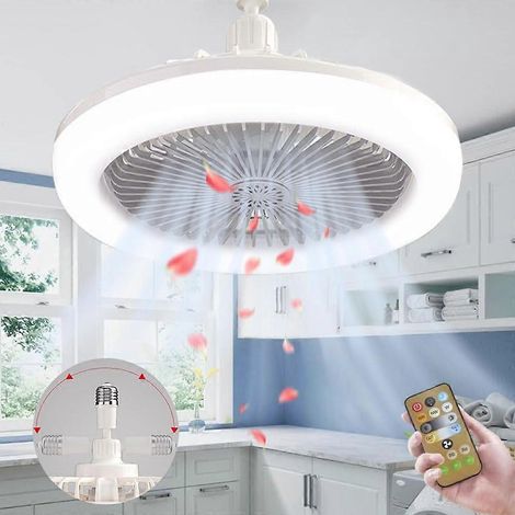 Ventilateur de plafond avec douille et télécommande pour éclairage, ampoule LED intégrée, silencieux. (1/5)